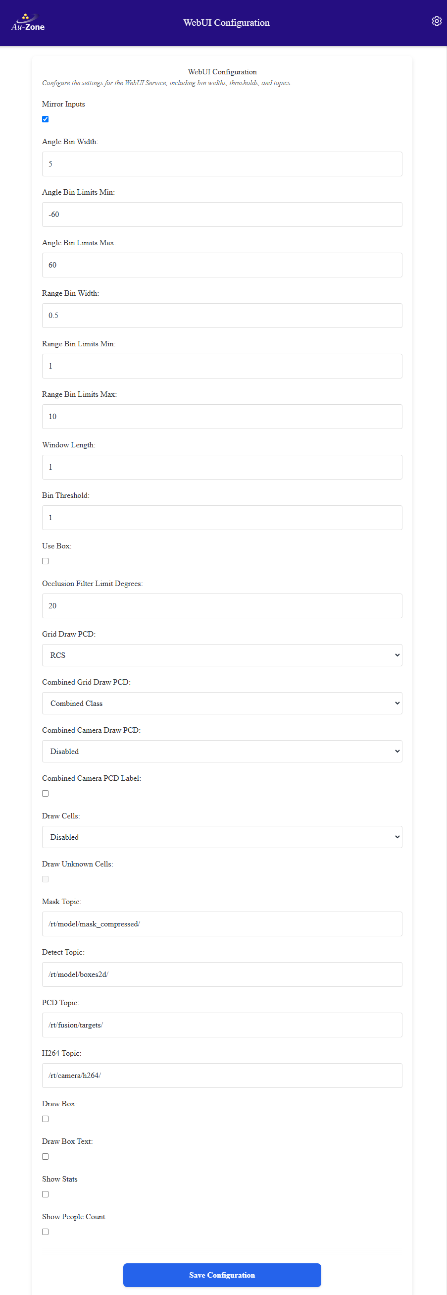 WebUI Settings page